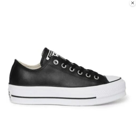 Converse 10 Black Chuck Taylor Lift Canvas Low Top Platform Sneakers - NIB - Picture 4 of 6
